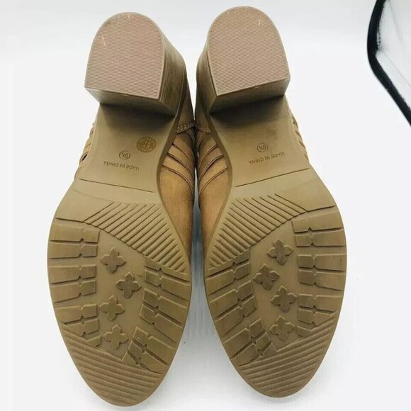 Arizona Jeans Womens Boots 9.5 Olympia Booties Memory Foam Brown Ankle Zip Weave - Picture 11 of 11